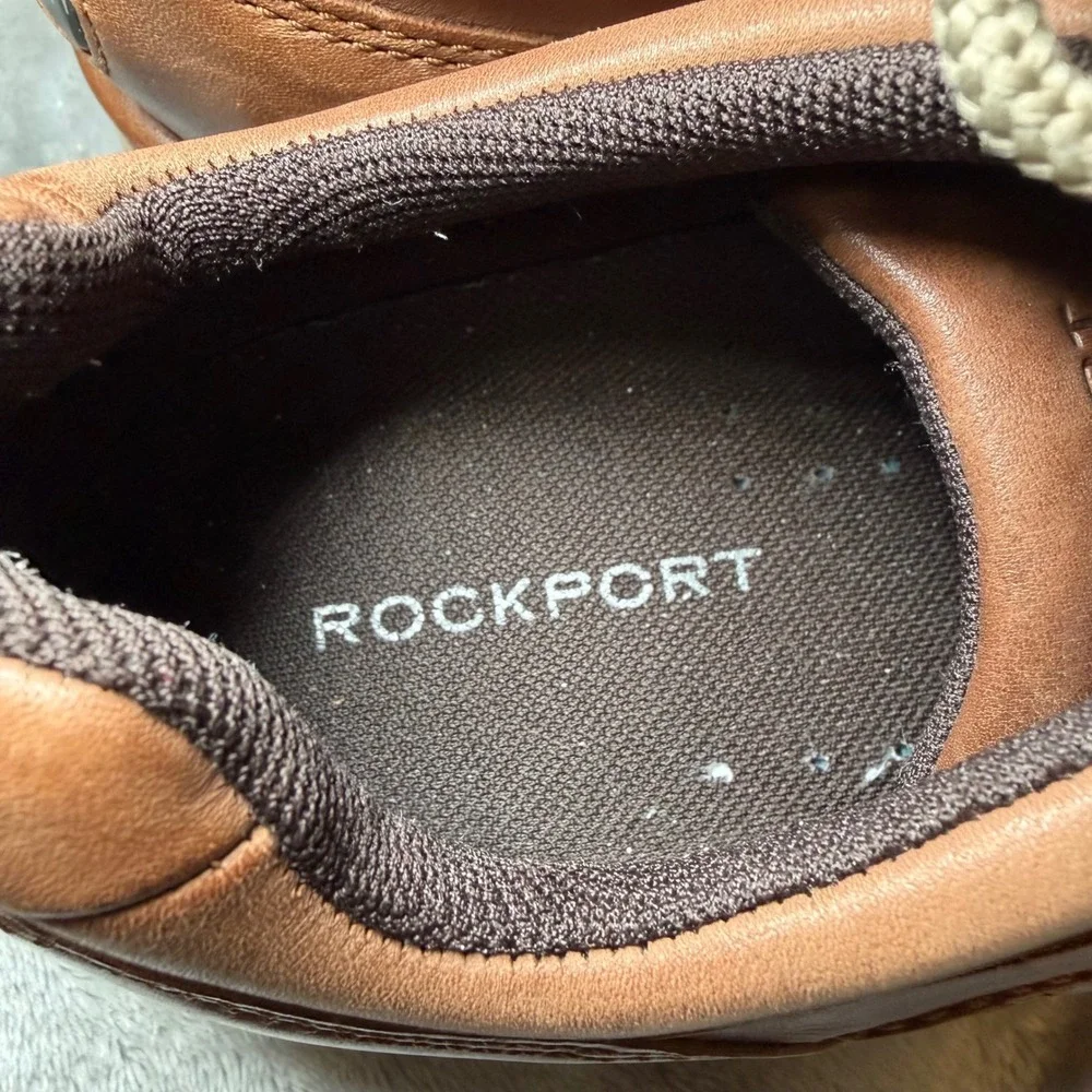 Rockport Mens Size 8 Brown Leather Casual Oxford Shoes Comfort Walking Lace Up